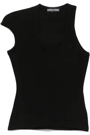 DAVID KOMA Asymmetric-sleeve tank top