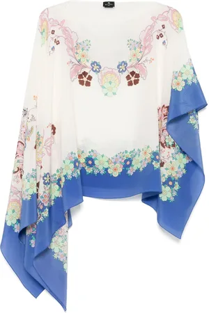Etro Printed silk poncho