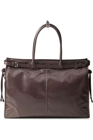 Prada Triangle-logo leather tote bag