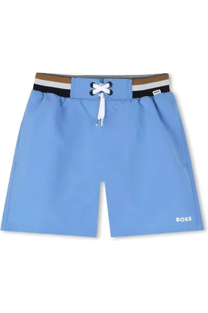 HUGO BOSS Striped-border swim shorts
