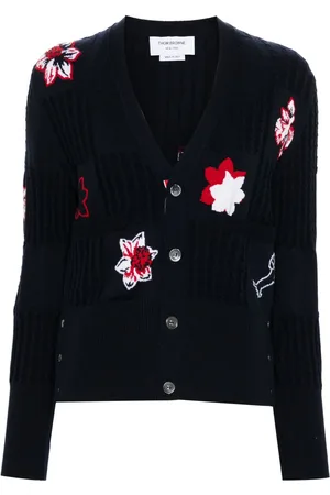 Thom Browne Hector floral intarsia-knit cardigan