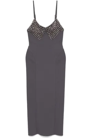 The Attico Crystal-detail midi dress