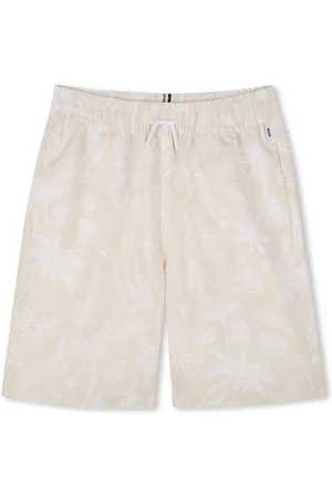 HUGO BOSS Leaf-print swim shorts