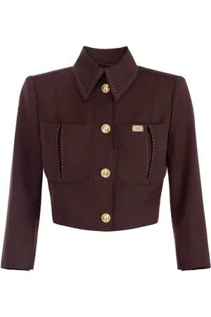 Elisabetta Franchi Contrast-stitching wool jacket