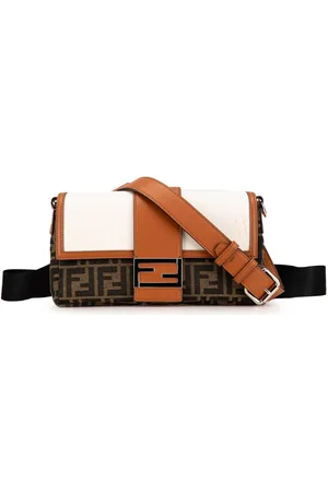 Fendi 2010-2024 Zucca Canvas and Leather Convertible Baguette satchel