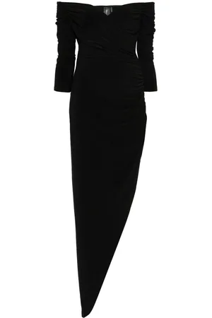 Norma Kamali Side-drape off-shoulder gown
