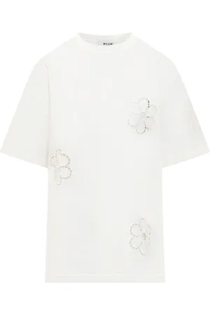Msgm Floral-appliqué T-shirt