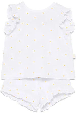 Il gufo Floral-embroidered shorts set