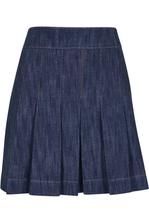 AKRIS Denim pleated skirt