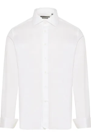 corneliani Curved hem button-up shirt