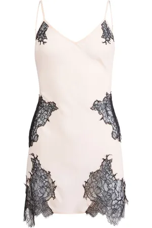 FLEUR DU MAL Lace-panel slip dress