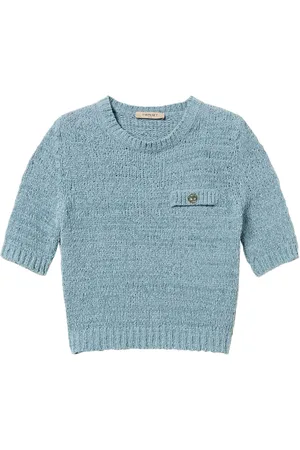 Twin-Set Oval T button cropped jumper