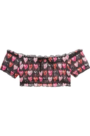 FLEUR DU MAL Ruched mesh cropped top