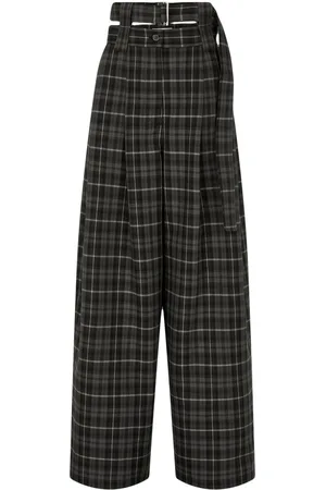 Studio Tomboy Tartan check-pattern belted tuck trousers