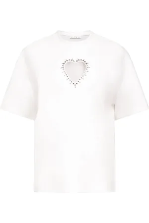 AREA Crystal-embellished cut-out T-shirt
