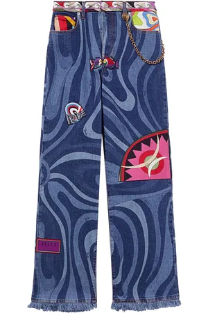 Puccini Marmo-print embellished jeans