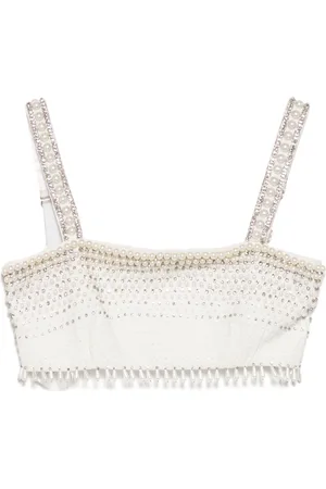 Elisabetta Franchi Pearl trimmed cropped vest