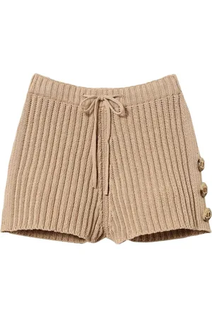 Twin-Set Button-detail ribbed-knit shorts