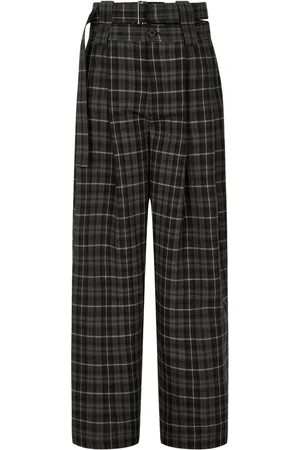 Studio Tomboy Tartan-check belted trousers