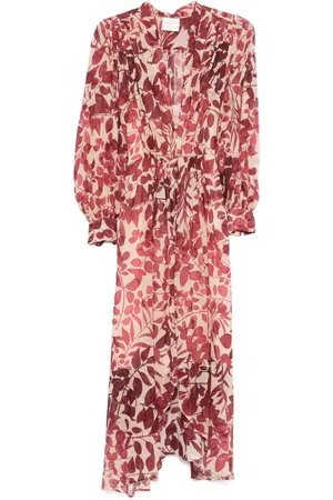 FORTE FORTE Leaves-print maxi dress