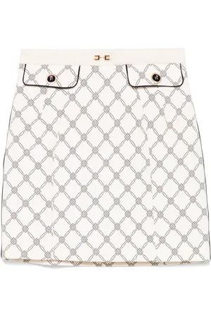 Elisabetta Franchi Diamond-print crepe mini skirt