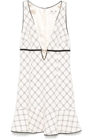 Elisabetta Franchi Diamond-print crepe mini dress