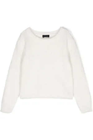 MONNALISA Crew-neck faux-shearling jumper