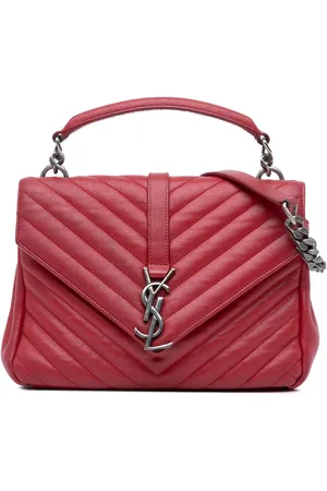 Saint Laurent 2015 Medium Chevron Sheepskin Monogram College Bag satchel