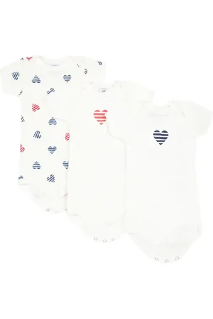 Petit Bateau Heart-print cotton body (pack of three)