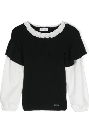 MONNALISA Ruffle-collar knitted T-shirt