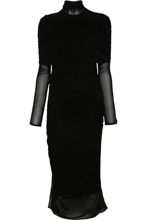 MUGLER Ruched midi dress