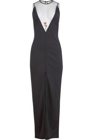 FLEUR DU MAL Rose-embroidered maxi dress