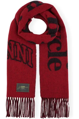 Ganni Embroidered logo scarf