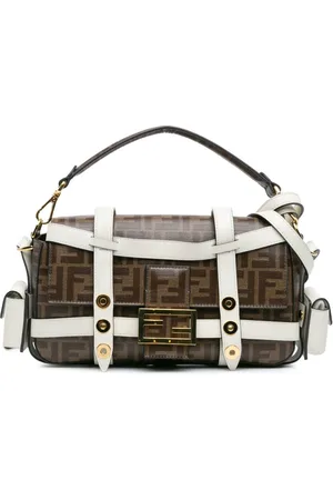 Fendi 2010-2024 Zucca Glazed Fabric Cage Baguette satchel