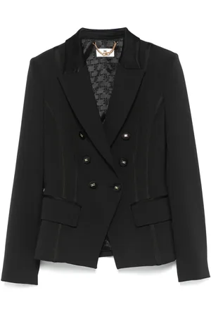 Elisabetta Franchi Satin-detail crepe blazer