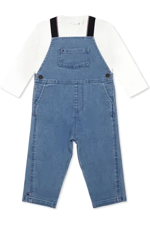 Tommy Hilfiger Contrast-strap denim dungarees