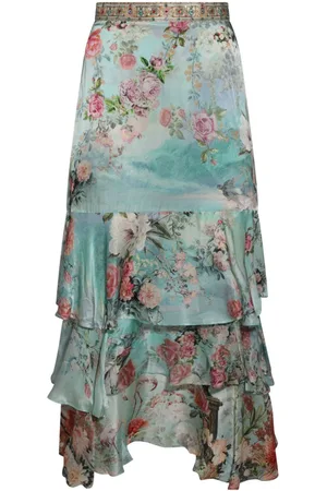 Camilla Floral-print midi skirt