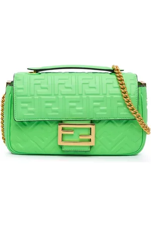 Fendi 2010-2024 Zucca Embossed Leather Chain Midi Baguette shoulder bag