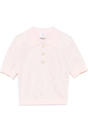 Casablanca Crystal-monogram polo top