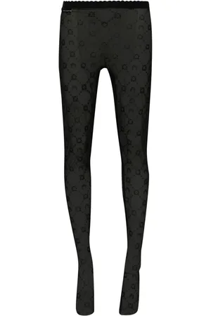 Marine Serre Moon-embroidered mesh tights
