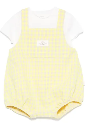 TEDDY & MINOU Gingham-check body and dungarees set