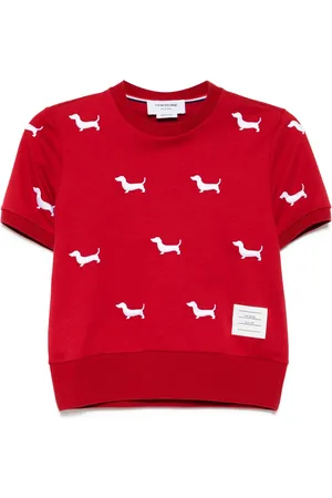 Thom Browne Short-sleeve rib-cuff tee
