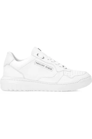 Philipp Plein Logo-lettering leather trainers