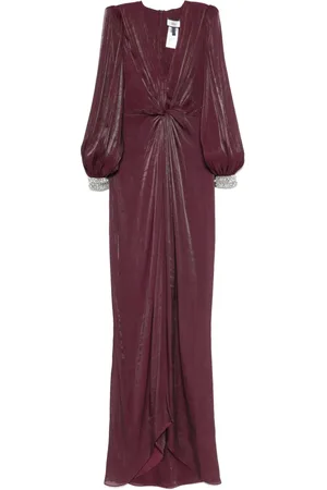 NISSA Twist-detail chiffon maxi dress