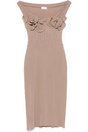 MAGDA BUTRYM Rose-appliqué corset midi dress