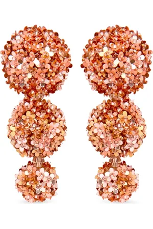 Oscar de la Renta Flower Pompom drop earrings