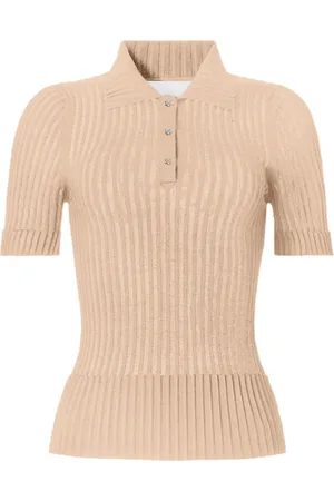 GENNY Ribbed-knit polo shirt