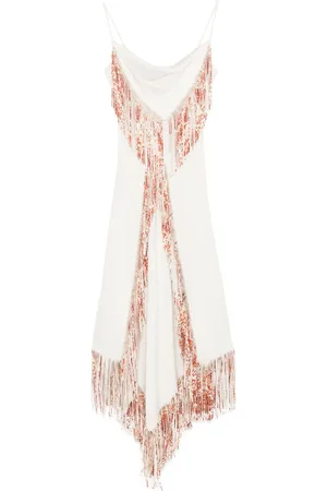 Paco rabanne Fringed asymmetric midi dress