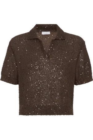 Brunello Cucinelli Sequinned polo top
