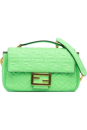 Fendi 2010-2024 Zucca Embossed Leather Chain Midi Baguette shoulder bag